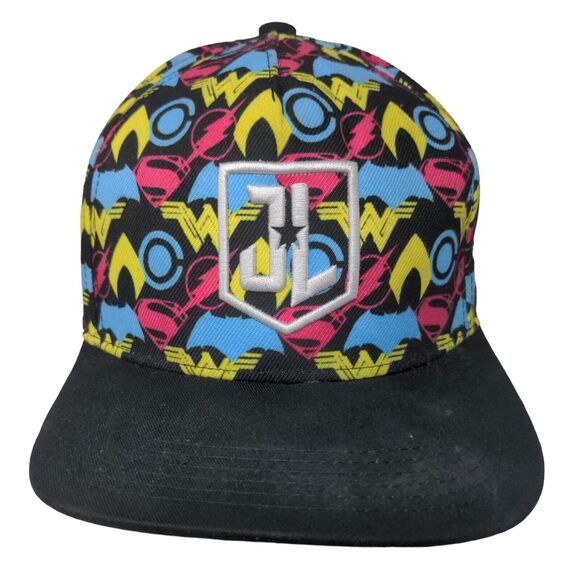 JL Snapback Hat Multicolor One Size Adjustable Embroidered Justice League - Picture 1 of 8